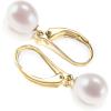 PAVOI Handpicked AAA+ Quality Freshwater Cultured Pearl Earrings Leverback Dangle Stud Pearl Earrings(Yellow Gold)