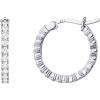 PAVOI 14K Gold Plated 925 Sterling Silver Post Cubic Zirconia Hoop Earrings for Women | Elegant Inside Out CZ Stone Hoop Earrings(White Gold)