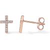 PAVOI 14K Gold Plated 925 Sterling Silver Posts Cross Earrings for Women | Small Religious Faith Cubic Zirconia Cross Studs Huggies Earrings(Rose Gold)