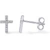 PAVOI 14K Gold Plated 925 Sterling Silver Posts Cross Earrings for Women | Small Religious Faith Cubic Zirconia Cross Studs Huggies Earrings(White Gold)