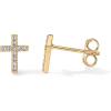 PAVOI 14K Gold Plated 925 Sterling Silver Posts Cross Earrings for Women | Small Religious Faith Cubic Zirconia Cross Studs Huggies Earrings(Yellow Gold)