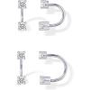 PAVOI 14K Gold Plated 925 Sterling Silver Posts Double Half Huggie Earring Jacket Pack for Women – Gold Statement Loop Hoop Earring Set – Heart Ball Cubic Zirconia Screwback Studs(Cubic Zirconia)