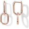 PAVOI 14K Gold Plated Convertible Paperclip Earrings for Women – Trendy Paper Clip Link Huggie Hoop Earrings – Chain Link Drop Dangle Hoops with Cubic Zirconia – Two-Toned Statement Jewelry(Rose Gold)