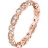 PAVOI 14K Gold Plated Cubic Zirconia Band | Round Milgrain Eternity Bands | Gold Rings for Women(Rose Gold)