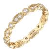 PAVOI 14K Gold Plated Cubic Zirconia Band | Round Milgrain Eternity Bands | Gold Rings for Women(Yellow Gold)