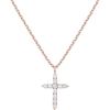 PAVOI 14K Gold Plated Cubic Zirconia Cross Necklace for Women | Cross Faith Pendant Necklaces(Rose Gold)