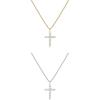 PAVOI 14K Gold Plated Cubic Zirconia Cross Necklace for Women | Cross Faith Pendant Necklaces(White & Yellow Pack)