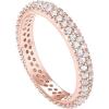 PAVOI 14K Gold Plated Cubic Zirconia Double Row Eternity Band for Women(Rose Gold)