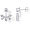 PAVOI 14K Gold Plated Cubic Zirconia Earrings Jacket for Women – 925 Sterling Silver Posts Dainty CZ Front and Back Double Studs – Statement Ear Jacket Earrings for Women(White Gold)