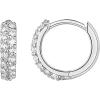 PAVOI 14K Gold Plated Cubic Zirconia Huggie Hoop Earrings for Women – 925 Sterling Silver Posts Small Round Huggies Stud Earrings for Women(White Gold)