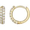 PAVOI 14K Gold Plated Cubic Zirconia Huggie Hoop Earrings for Women – 925 Sterling Silver Posts Small Round Huggies Stud Earrings for Women(Yellow Gold)