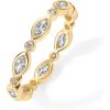 PAVOI 14K Gold Plated Cubic Zirconia Stackable Ring | Marquise Eternity Band For Women | Plated Gold Stacking Ring(Yellow Gold)