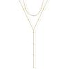 PAVOI 14K Gold Plated Drop Lariat Chain for Women – Gold Cubic Zirconia Long Necklace – Station Star Layered Beaded Y Necklace(Yellow Gold)