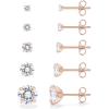 PAVOI 14K Gold Plated Five Pairs Stainless Steel Stud Earrings Set for Women | Hypoallergenic 5 Earrings Pack | Premium Cubic Zirconia Studs(Rose Gold)