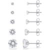PAVOI 14K Gold Plated Five Pairs Stainless Steel Stud Earrings Set for Women | Hypoallergenic 5 Earrings Pack | Premium Cubic Zirconia Studs(White Gold)