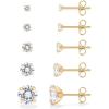 PAVOI 14K Gold Plated Five Pairs Stainless Steel Stud Earrings Set for Women | Hypoallergenic 5 Earrings Pack | Premium Cubic Zirconia Studs(Yellow Gold)