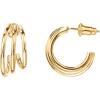 PAVOI 14K Gold Plated Multi Huggie Hoop Earrings for Women – 925 Sterling Silver Posts Triple Split Hoop Gold Earrings for Women – Trendy Fashion Jewelry(Triple)
