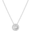 PAVOI 14K Gold Plated Post Faux Diamond Round Solitaire Pendant Halo Necklace | Gold Necklace for Women | Slider Adjustable(White Gold)