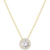 PAVOI 14K Gold Plated Post Faux Diamond Round Solitaire Pendant Halo Necklace | Gold Necklace for Women | Slider Adjustable(Yellow Gold)