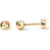 PAVOI 14K Gold Plated Solid 925 Sterling Silver Posts Dainty Ball Stud Flatback Earrings for Women – Cartilage Helix Piercing Jewelry – Small Screwbacks Stud Earrings for Women(Yellow Gold)