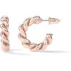 PAVOI 14K Gold Plated Twisted Rope Round Hoop Earrings in Rose, White and Yellow Gold(Rose Gold)
