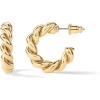 PAVOI 14K Gold Plated Twisted Rope Round Hoop Earrings in Rose, White and Yellow Gold(Yellow Gold)