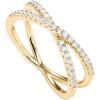 PAVOI 14K Gold Plated X Ring Simulated Diamond CZ Criss Cross Ring for Women(Yellow Gold)