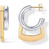 PAVOI 14K Gold Plated and Rhodium Plated Two Tone Multihoop Double Hoop Geometric Earrings for Women | Mixed Metals Huggie Multi Earring Statement Pair(Geometric)