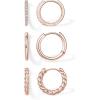 PAVOI 14K-18K Yellow Gold Plated 925 Sterling Silver Posts Three Pairs Small Hoop Earrings for Women – Statement Gold Hoop Earrings Set – Cubic Zirconia Rope Teardrop Chunky Huggie Earscape Piercings(Rose Gold)