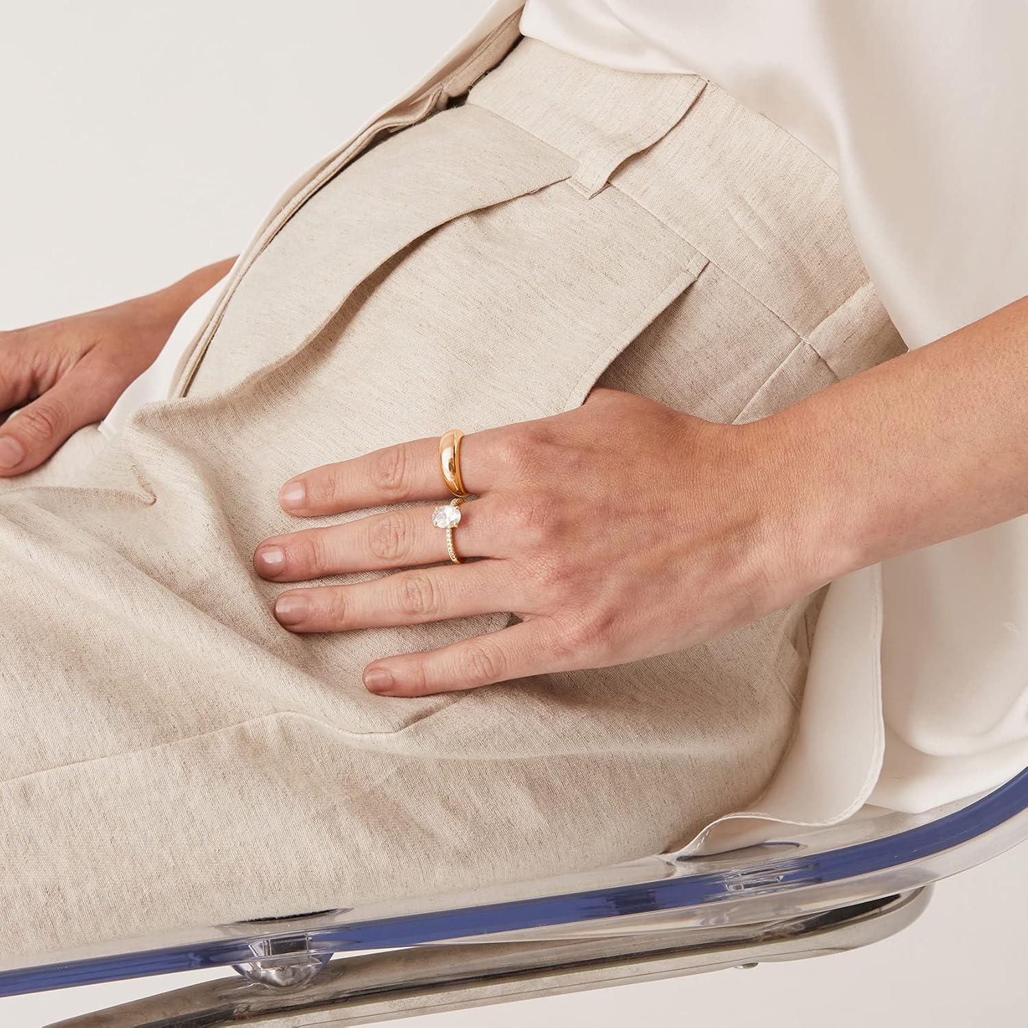 imagePAVOI 14K Gold Plated Chunky Dome Ring Puffy Dome Stackable Rings Chunky Signet Ring for WomenYellow Gold