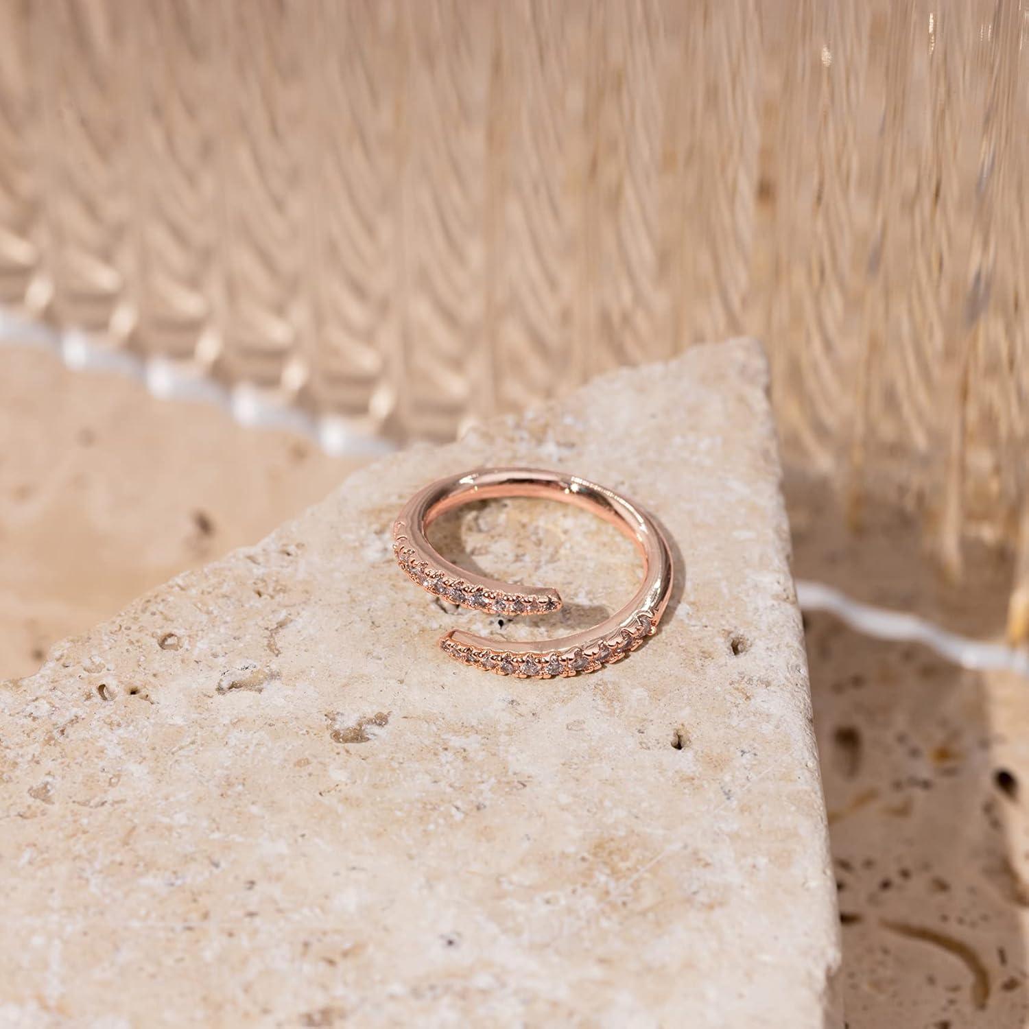 imagePAVOI 14K Gold Plated Cubic Zirconia Open Twist Eternity Band for WomenRose Gold