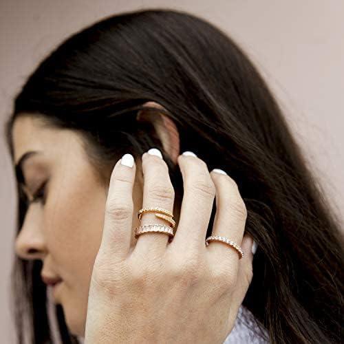 imagePAVOI 14K Gold Plated Cubic Zirconia Open Twist Eternity Band for WomenYellow Gold