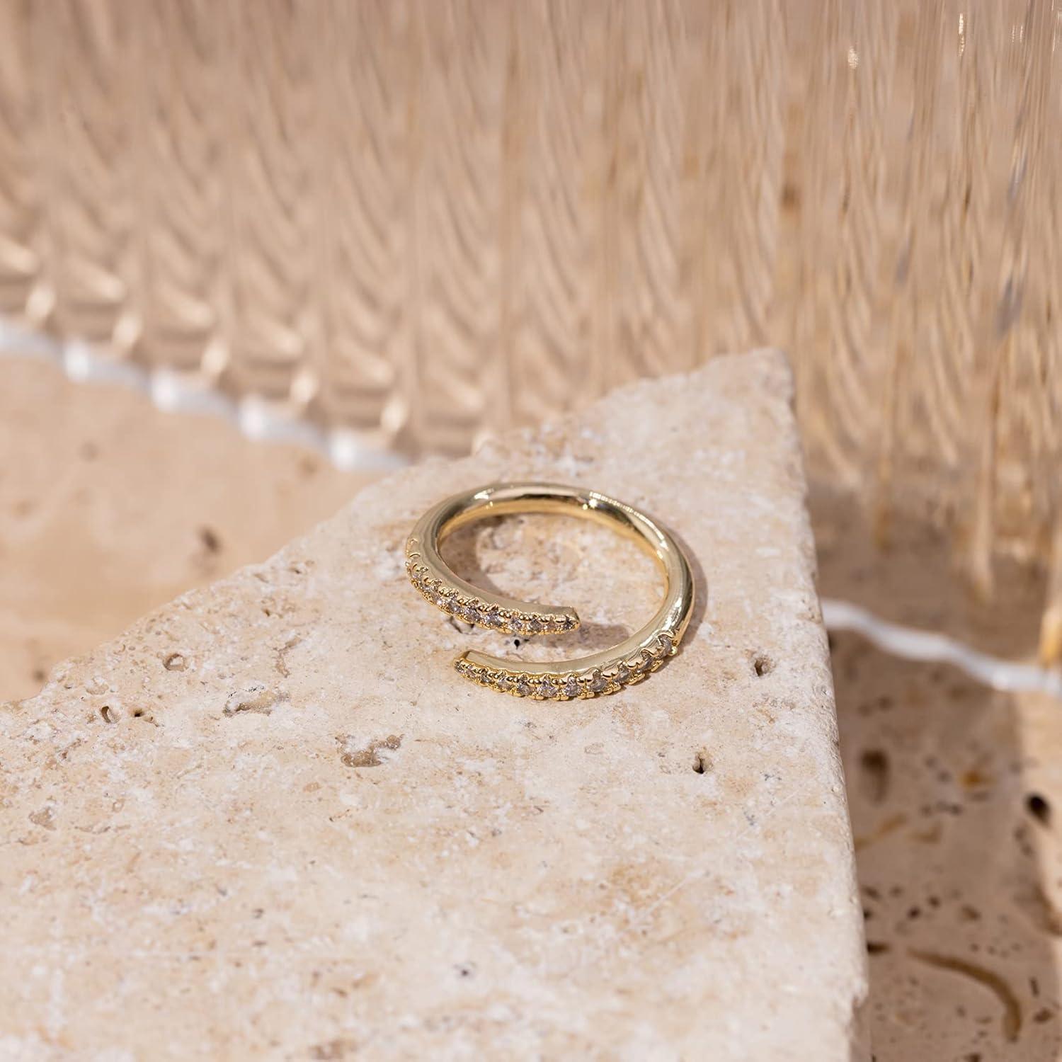 imagePAVOI 14K Gold Plated Cubic Zirconia Open Twist Eternity Band for WomenYellow Gold