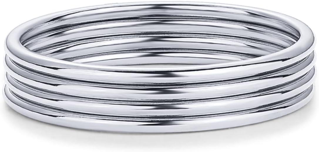 imagePAVOI 14K Gold Plated Stackable Ring Pack for Women  Waterproof Stainless Steel Dainty Layering Thin Rings SetWhite Gold