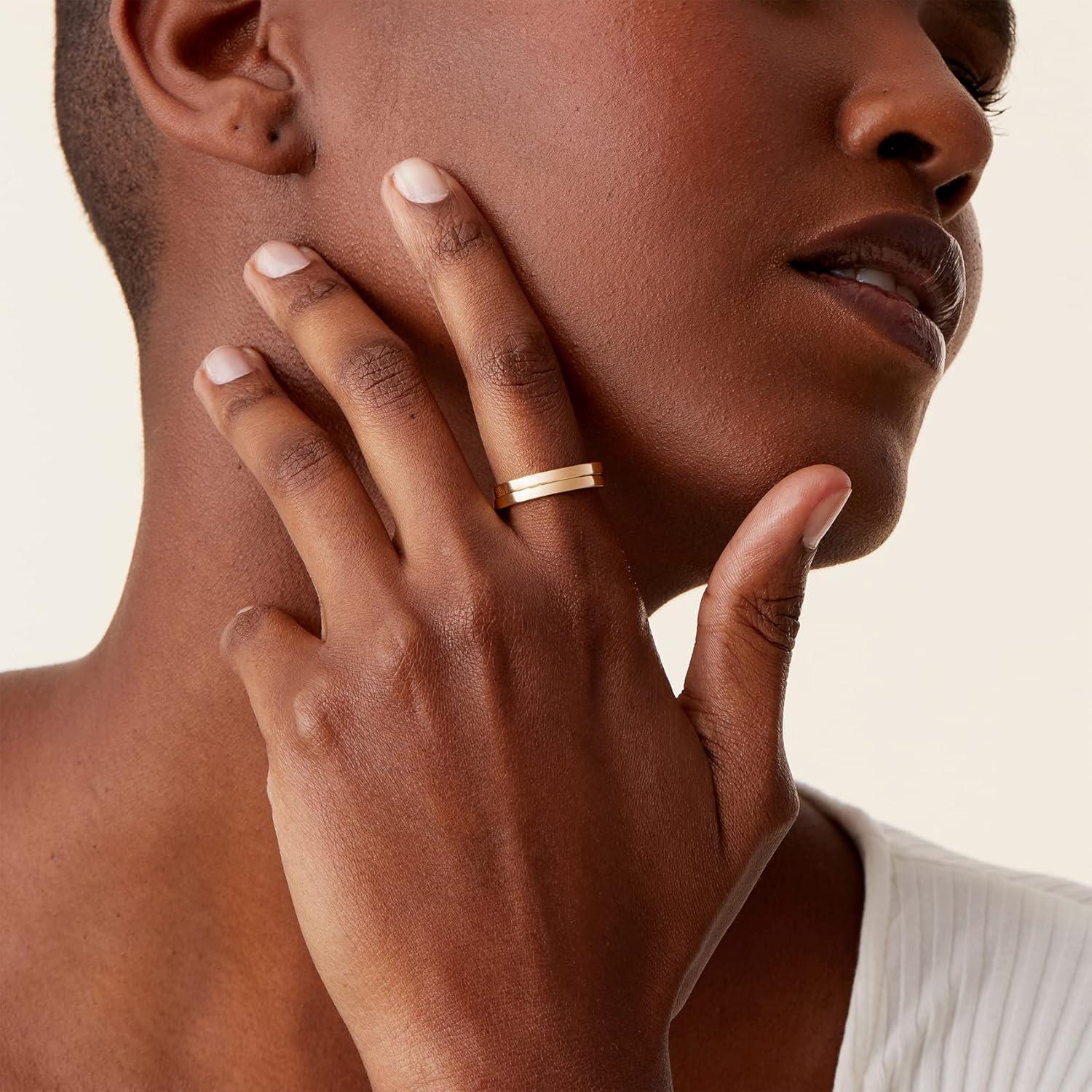 imagePAVOI 14K Gold Plated Twist Stacking Ring  Bands for WomenWhite Gold