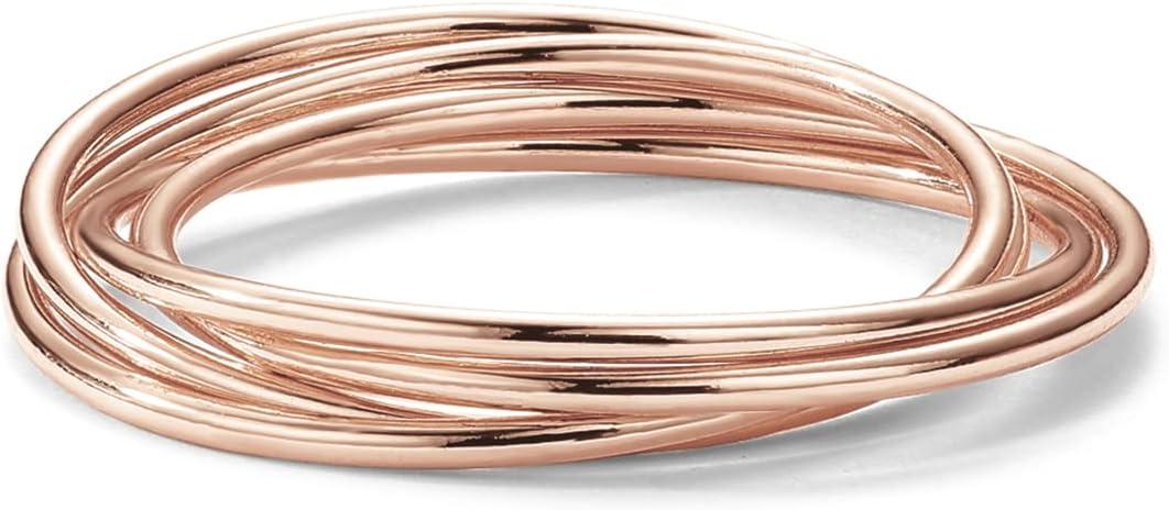 imagePAVOI 14K Plated Interlocked Rolling Anxiety Fidget Ring for Women and Men  Stacking Gold RingRose Gold