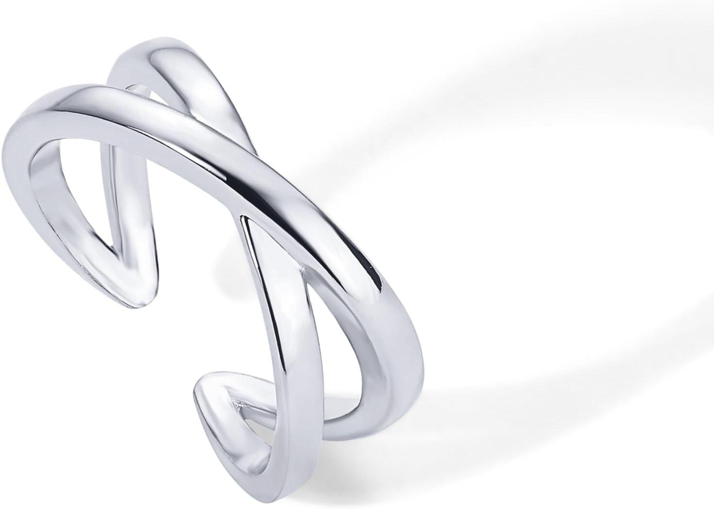 imagePAVOI 18K Gold Plated Adjustable Toe Rings for Women  Trendy CrissCross and Classic Band Toe RingCriss Cross