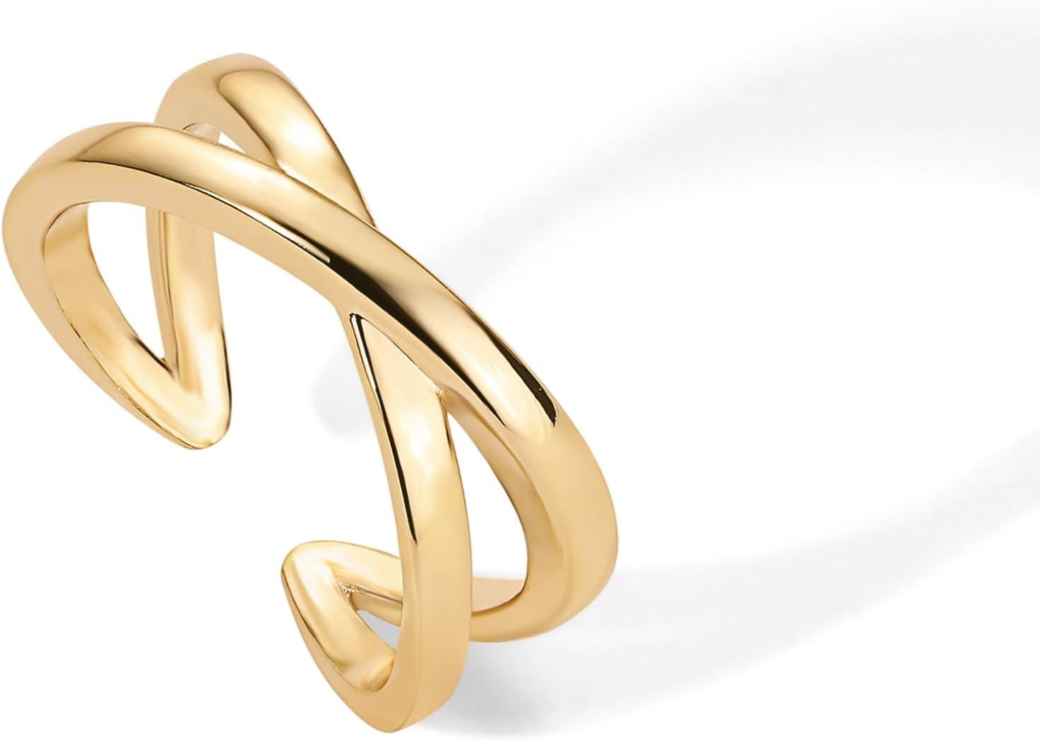 imagePAVOI 18K Gold Plated Adjustable Toe Rings for Women  Trendy CrissCross and Classic Band Toe RingCriss Cross