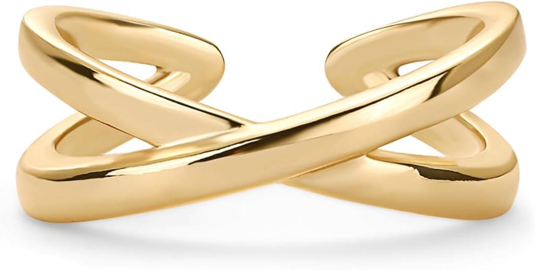 imagePAVOI 18K Gold Plated Adjustable Toe Rings for Women  Trendy CrissCross and Classic Band Toe RingCriss Cross