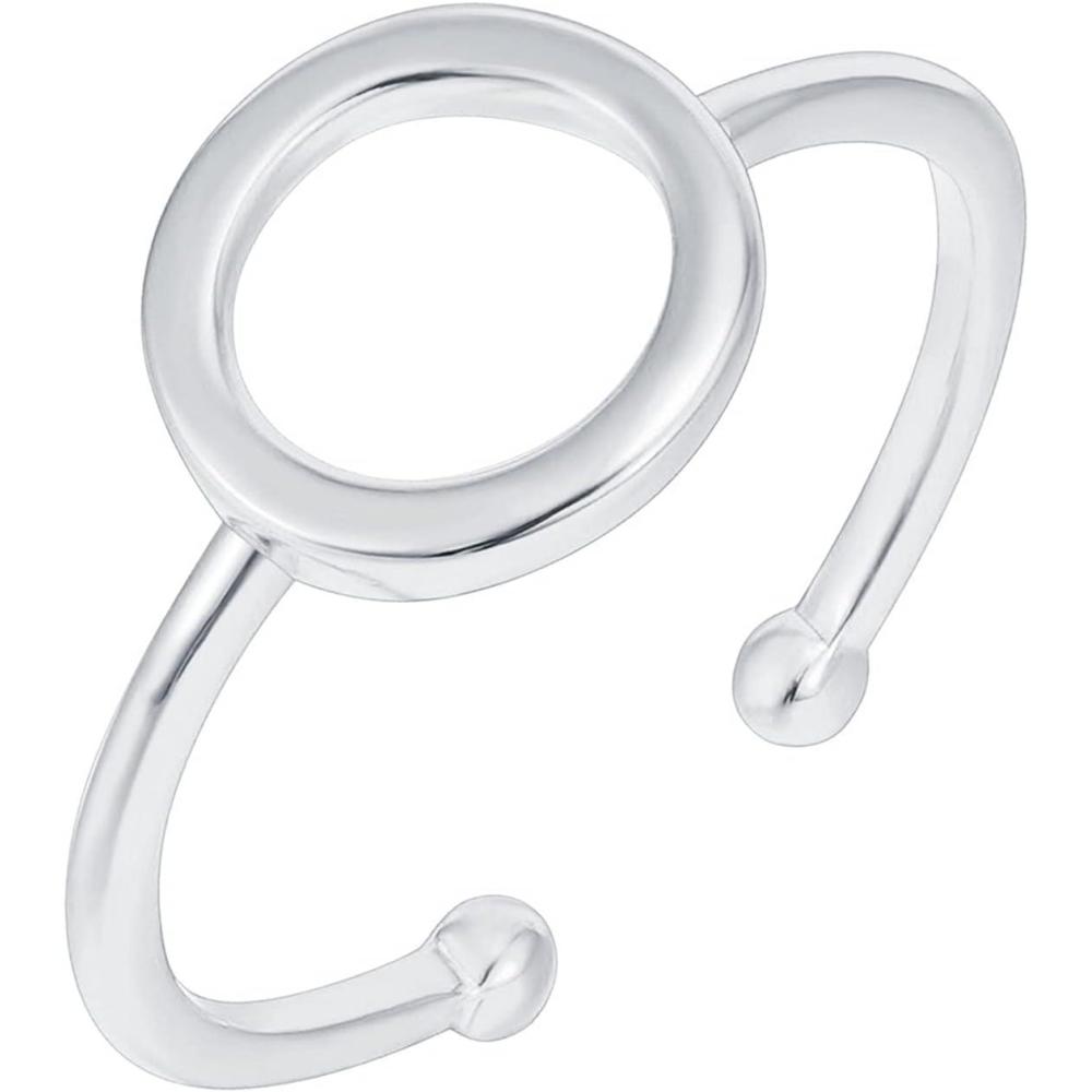 imagePAVOI 14K Gold Karma Open Circle Ring  Gold Plated Adjustable Rings for Women  Stackable RingsWhite Gold