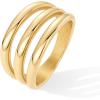 PAVOI 14K Gold Plated Chunky Curved Triple Stackable Ring for Women – Stainless Steel Three in One Statement Rings – Waterproof Thick Multi-Bands(Yellow Gold)