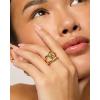 PAVOI 14K Gold Plated Chunky Interlock Statement Ring for Women | Interloop Band Thick Link Stackable Rings(Yellow Gold)