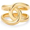 PAVOI 14K Gold Plated Chunky Interlock Statement Ring for Women | Interloop Band Thick Link Stackable Rings(Yellow Gold)