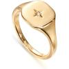 PAVOI 14K Gold Plated Engraved Signet Ring with North Star | Lightweight Thick Statement Rings for Women | Everyday Jewelry(Yellow Gold)