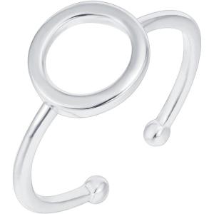 PAVOI 14K Gold Karma Open Circle Ring | Gold Plated Adjustable Rings for Women | Stackable Rings(White Gold)