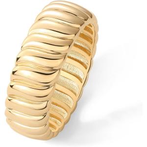 PAVOI 14K Gold Plated Chunky Statement Ring | Chunky Stackable Wide Band for Women(Yellow Gold)