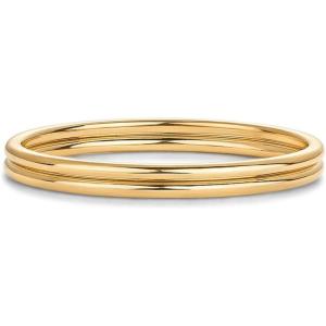 PAVOI 14K Gold Plated Stackable Ring Pack for Women | Waterproof Stainless Steel Dainty Layering Thin Rings Set(Yellow Gold)