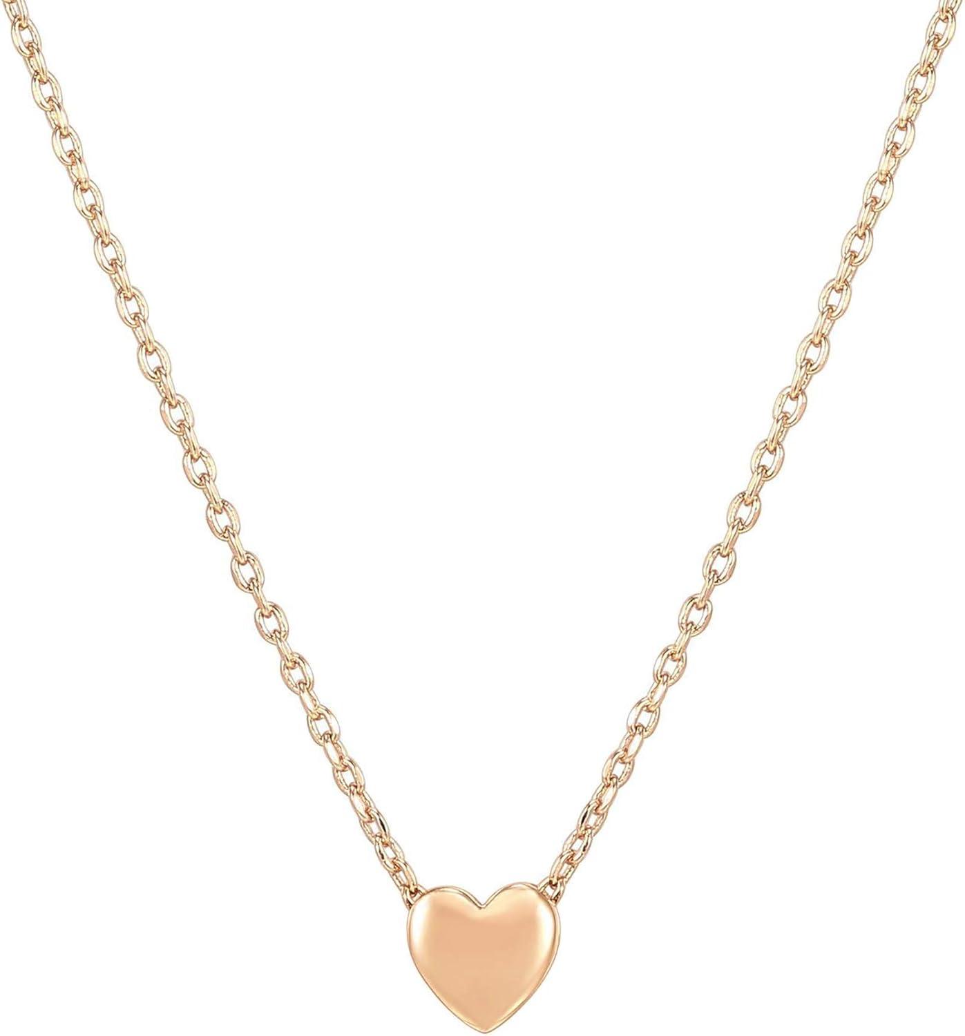 imagePAVOI 14K Gold Plated Cubic Zirconia Heart Necklace Cute Dainty Love Pendant Necklaces for WomenRose Gold