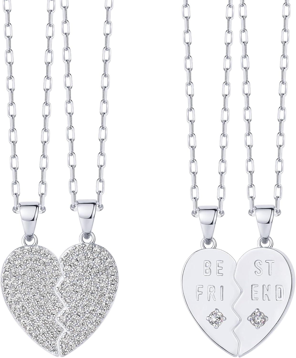 imagePAVOI 14K Gold Plated Cubic Zirconia Heart Necklace Cute Dainty Love Pendant Necklaces for WomenWhite Gold