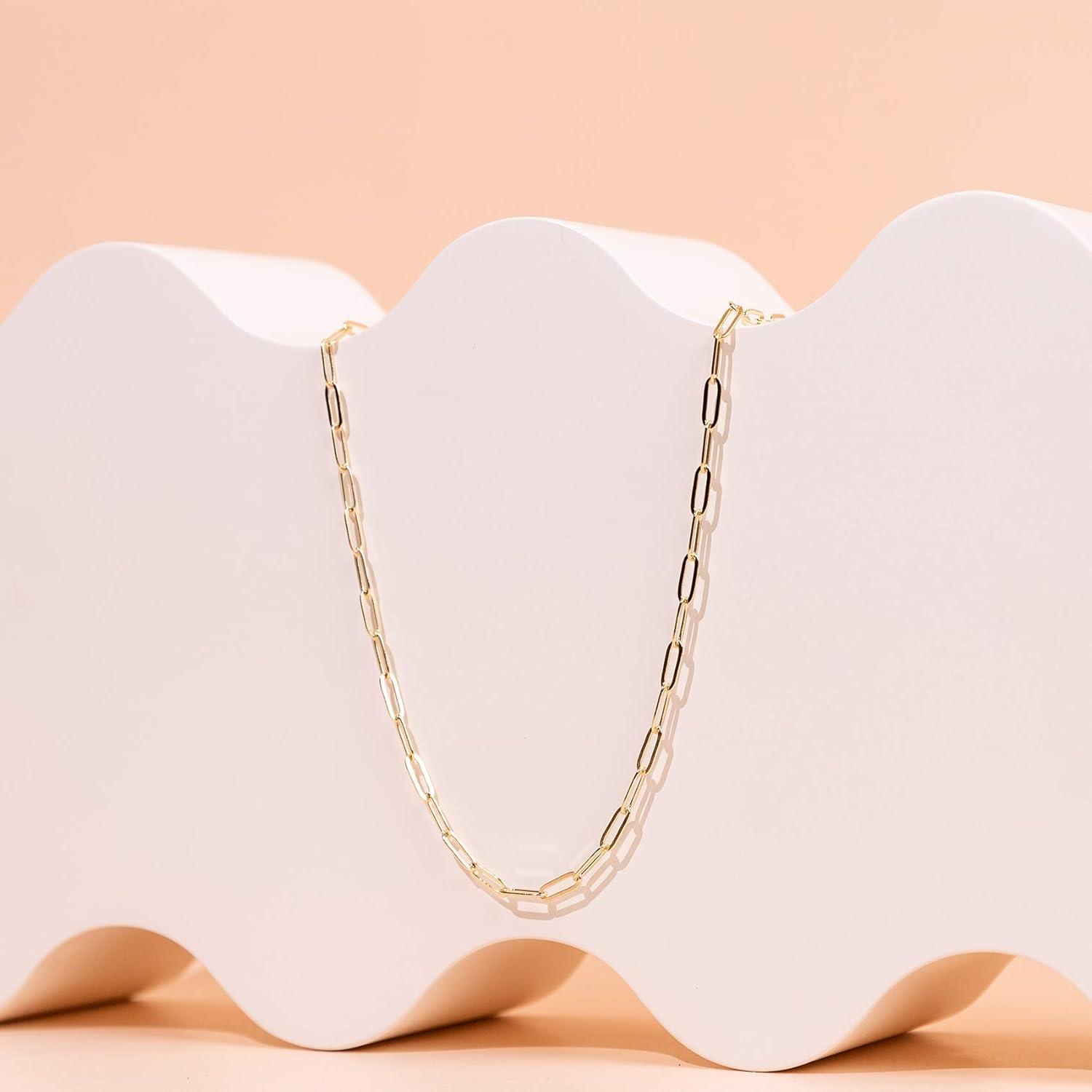 imagePAVOI 14K Gold Plated Curb Paperclip Box Sphere Bead Snake Herringbone and Figaro Chain Adjustable Necklace18K Yellow Vermeil